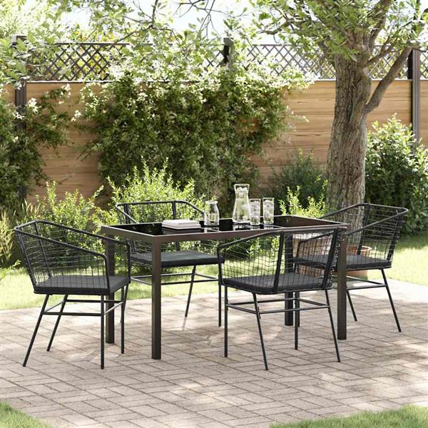 Grote foto vidaxl tuin eetset 5 pcs zwart poly rattan tuin en terras tuinmeubelen