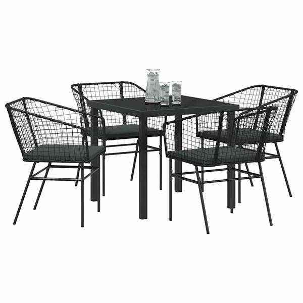 Grote foto vidaxl tuin eetset 5 pcs zwart poly rattan tuin en terras tuinmeubelen