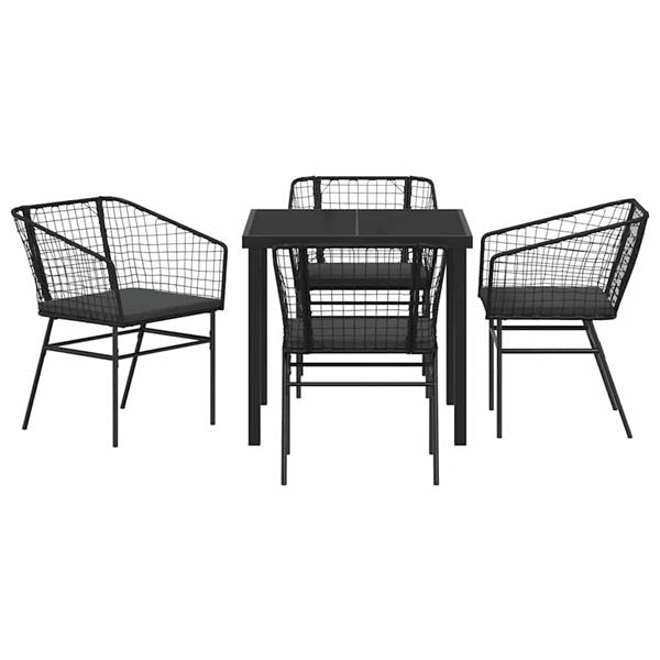 Grote foto vidaxl tuin eetset 5 pcs zwart poly rattan tuin en terras tuinmeubelen