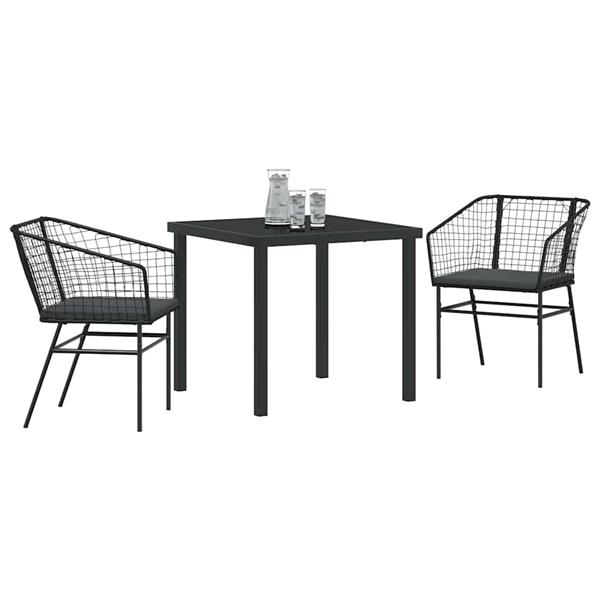 Grote foto vidaxl tuin eetset 3 pcs zwart poly rattan tuin en terras tuinmeubelen