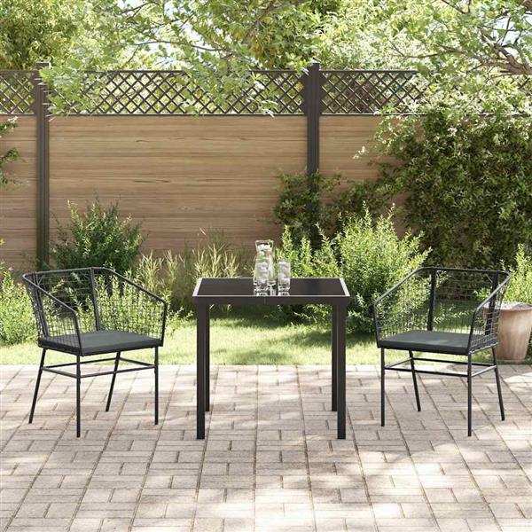Grote foto vidaxl tuin eetset 3 pcs zwart poly rattan tuin en terras tuinmeubelen