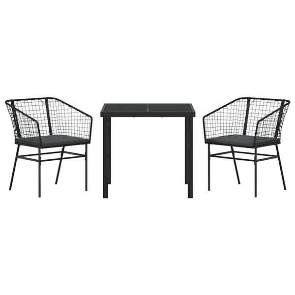 Grote foto vidaxl tuin eetset 3 pcs zwart poly rattan tuin en terras tuinmeubelen
