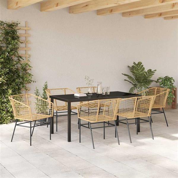 Grote foto vidaxl tuin eetset 7 pcs bruin poly rattan tuin en terras tuinmeubelen