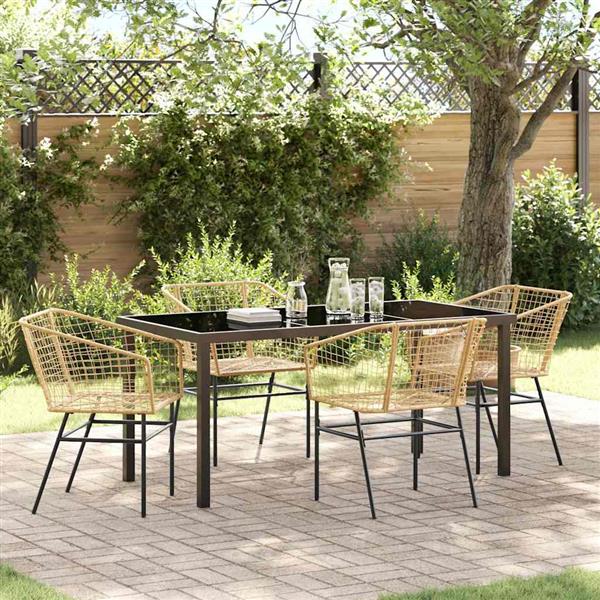 Grote foto vidaxl tuin eetset 5 pcs bruin poly rattan tuin en terras tuinmeubelen