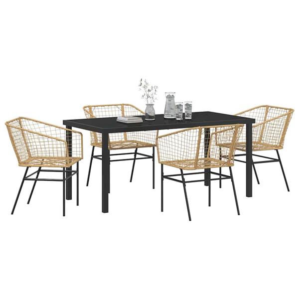 Grote foto vidaxl tuin eetset 5 pcs bruin poly rattan tuin en terras tuinmeubelen