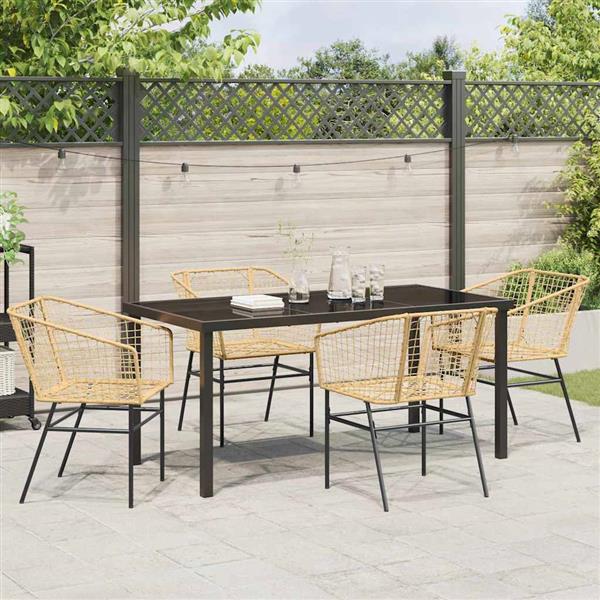 Grote foto vidaxl tuin eetset 5 pcs bruin poly rattan tuin en terras tuinmeubelen