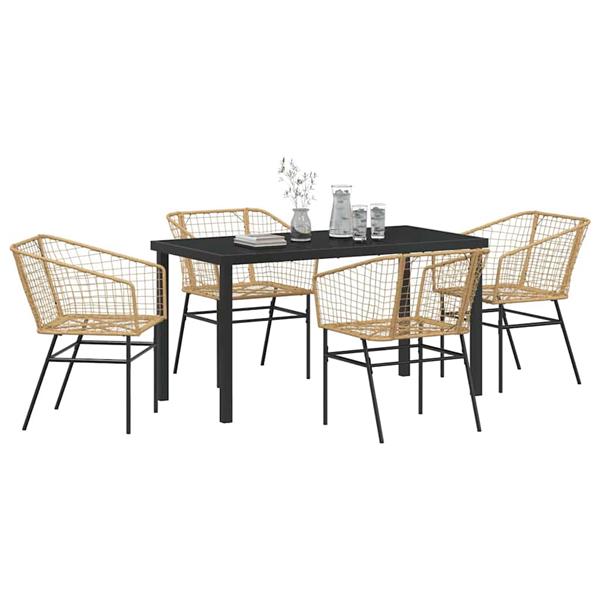 Grote foto vidaxl tuin eetset 5 pcs bruin poly rattan tuin en terras tuinmeubelen