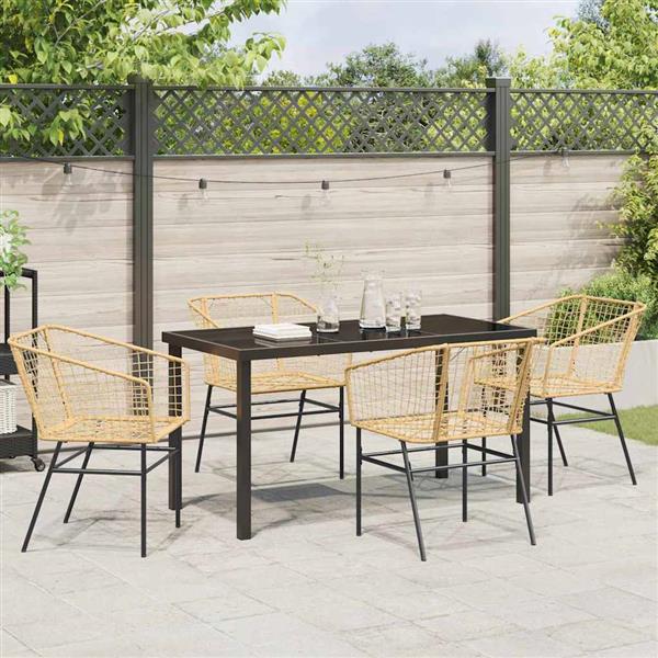 Grote foto vidaxl tuin eetset 5 pcs bruin poly rattan tuin en terras tuinmeubelen