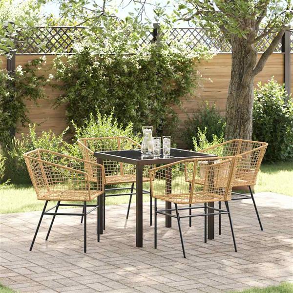 Grote foto vidaxl tuin eetset 5 pcs bruin poly rattan tuin en terras tuinmeubelen