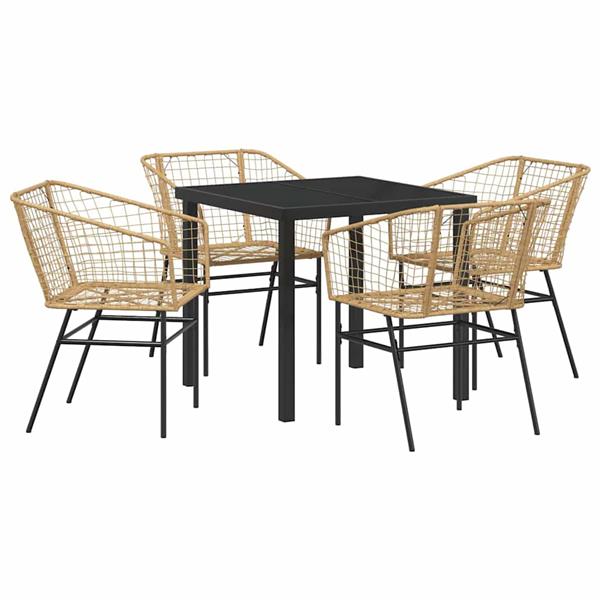 Grote foto vidaxl tuin eetset 5 pcs bruin poly rattan tuin en terras tuinmeubelen
