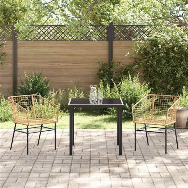 Grote foto vidaxl tuin eetset 3 pcs bruin poly rattan tuin en terras tuinmeubelen