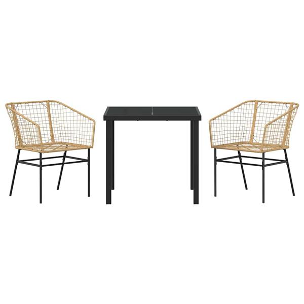 Grote foto vidaxl tuin eetset 3 pcs bruin poly rattan tuin en terras tuinmeubelen