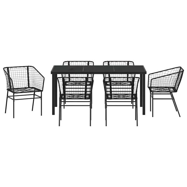 Grote foto vidaxl tuin eetset 7 pcs zwart poly rattan tuin en terras tuinmeubelen