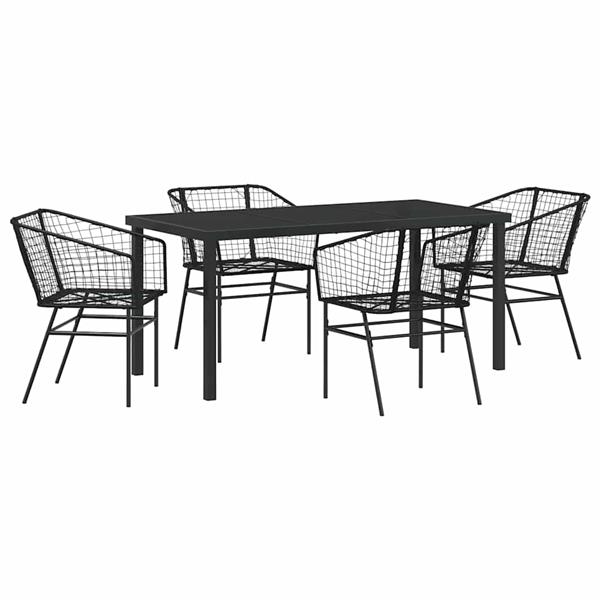 Grote foto vidaxl tuin eetset 5 pcs zwart poly rattan tuin en terras tuinmeubelen