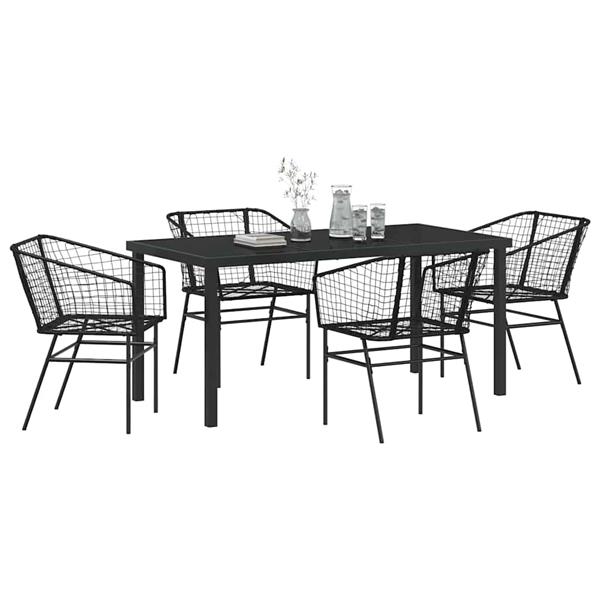 Grote foto vidaxl tuin eetset 5 pcs zwart poly rattan tuin en terras tuinmeubelen