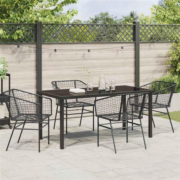 Grote foto vidaxl tuin eetset 5 pcs zwart poly rattan tuin en terras tuinmeubelen