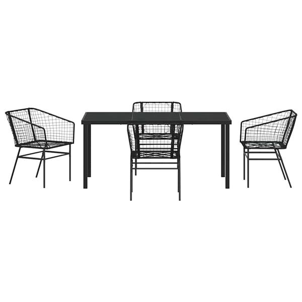 Grote foto vidaxl tuin eetset 5 pcs zwart poly rattan tuin en terras tuinmeubelen