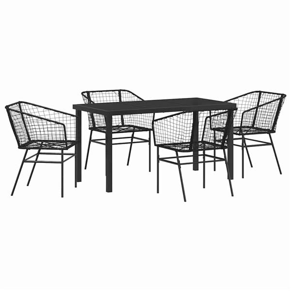 Grote foto vidaxl tuin eetset 5 pcs zwart poly rattan tuin en terras tuinmeubelen