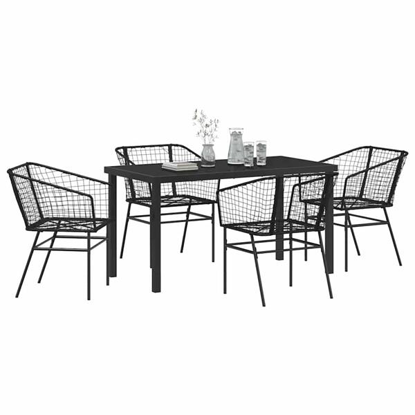 Grote foto vidaxl tuin eetset 5 pcs zwart poly rattan tuin en terras tuinmeubelen