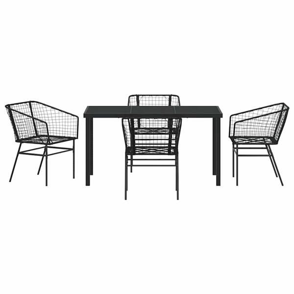 Grote foto vidaxl tuin eetset 5 pcs zwart poly rattan tuin en terras tuinmeubelen