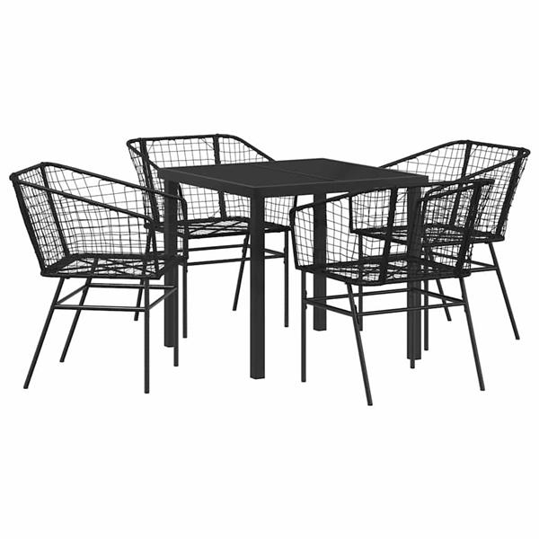 Grote foto vidaxl tuin eetset 5 pcs zwart poly rattan tuin en terras tuinmeubelen
