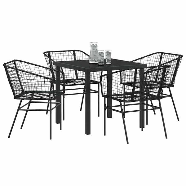 Grote foto vidaxl tuin eetset 5 pcs zwart poly rattan tuin en terras tuinmeubelen