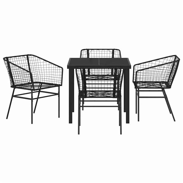 Grote foto vidaxl tuin eetset 5 pcs zwart poly rattan tuin en terras tuinmeubelen