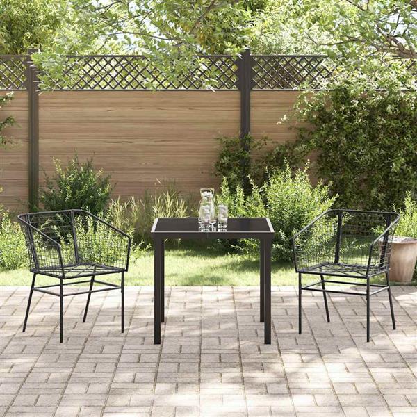 Grote foto vidaxl tuin eetset 3 pcs zwart poly rattan tuin en terras tuinmeubelen
