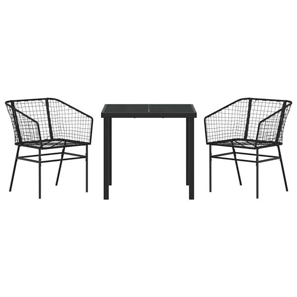 Grote foto vidaxl tuin eetset 3 pcs zwart poly rattan tuin en terras tuinmeubelen