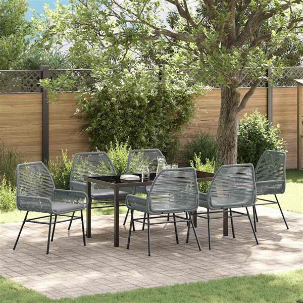 Grote foto vidaxl tuin eetset 7 pcs grijs poly rattan tuin en terras tuinmeubelen