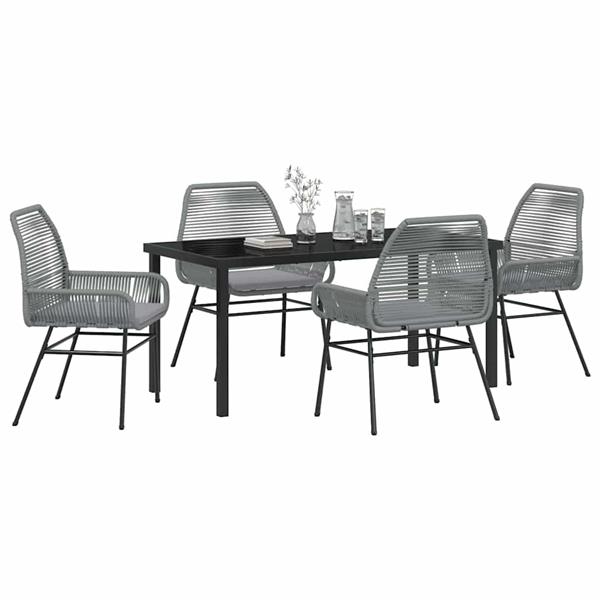 Grote foto vidaxl tuin eetset 5 pcs grijs poly rattan tuin en terras tuinmeubelen