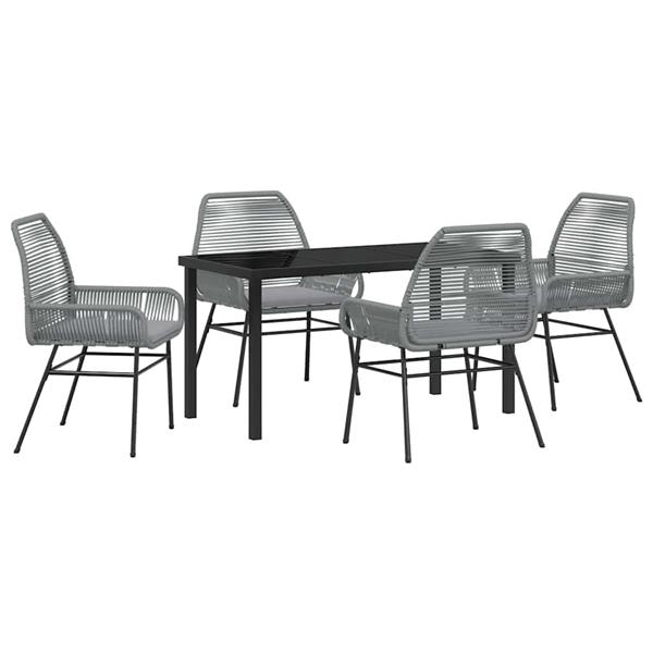 Grote foto vidaxl tuin eetset 5 pcs grijs poly rattan tuin en terras tuinmeubelen