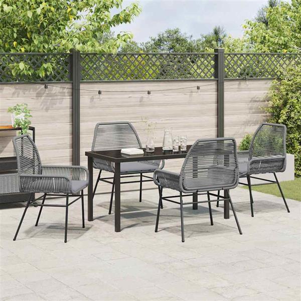 Grote foto vidaxl tuin eetset 5 pcs grijs poly rattan tuin en terras tuinmeubelen