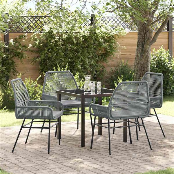 Grote foto vidaxl tuin eetset 5 pcs grijs poly rattan tuin en terras tuinmeubelen