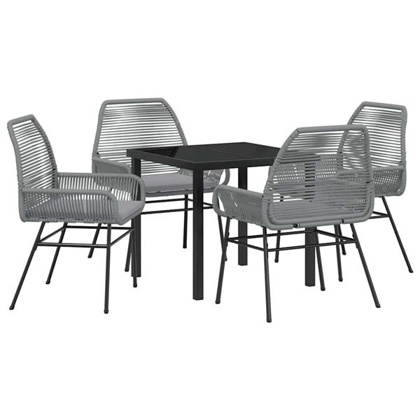 Grote foto vidaxl tuin eetset 5 pcs grijs poly rattan tuin en terras tuinmeubelen