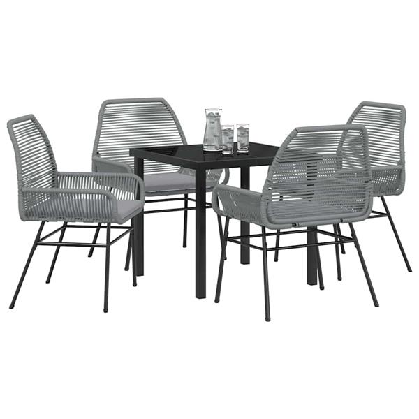 Grote foto vidaxl tuin eetset 5 pcs grijs poly rattan tuin en terras tuinmeubelen