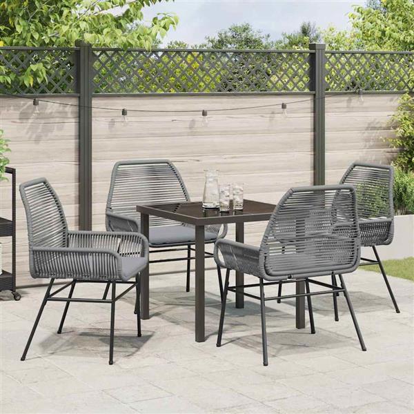 Grote foto vidaxl tuin eetset 5 pcs grijs poly rattan tuin en terras tuinmeubelen