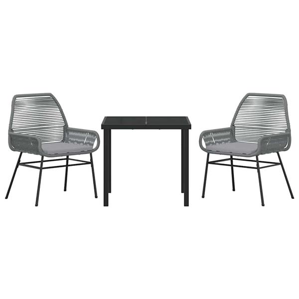 Grote foto vidaxl tuin eetset 3 pcs grijs poly rattan tuin en terras tuinmeubelen