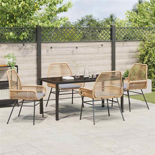 Grote foto vidaxl tuin eetset 5 pcs bruin poly rattan tuin en terras tuinmeubelen