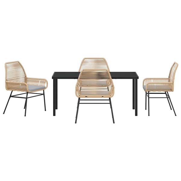 Grote foto vidaxl tuin eetset 5 pcs bruin poly rattan tuin en terras tuinmeubelen