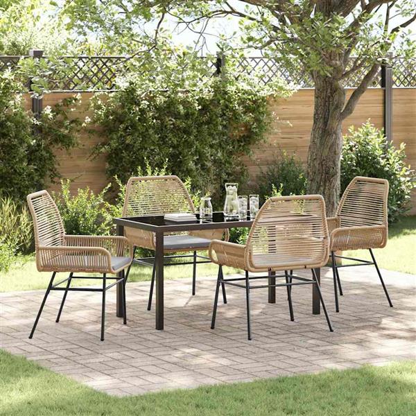 Grote foto vidaxl tuin eetset 5 pcs bruin poly rattan tuin en terras tuinmeubelen