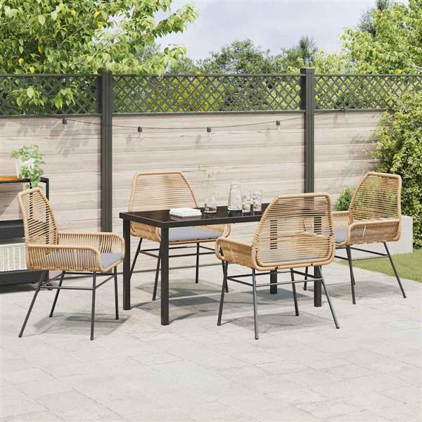Grote foto vidaxl tuin eetset 5 pcs bruin poly rattan tuin en terras tuinmeubelen