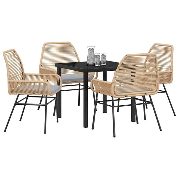 Grote foto vidaxl tuin eetset 5 pcs bruin poly rattan tuin en terras tuinmeubelen