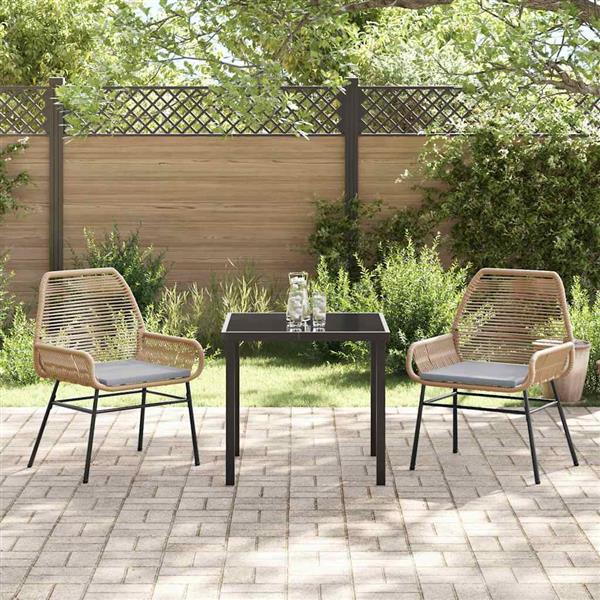 Grote foto vidaxl tuin eetset 3 pcs bruin poly rattan tuin en terras tuinmeubelen
