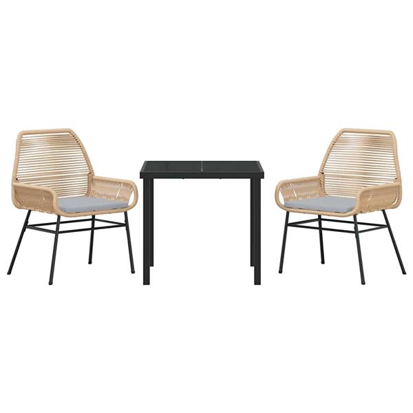 Grote foto vidaxl tuin eetset 3 pcs bruin poly rattan tuin en terras tuinmeubelen