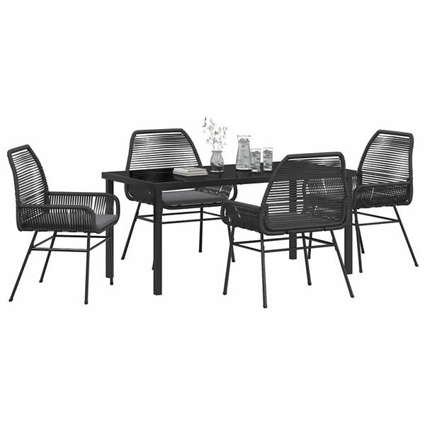 Grote foto vidaxl tuin eetset 5 pcs zwart poly rattan tuin en terras tuinmeubelen