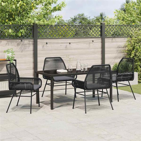 Grote foto vidaxl tuin eetset 5 pcs zwart poly rattan tuin en terras tuinmeubelen