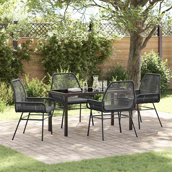 Grote foto vidaxl tuin eetset 5 pcs zwart poly rattan tuin en terras tuinmeubelen