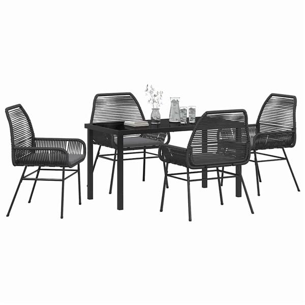 Grote foto vidaxl tuin eetset 5 pcs zwart poly rattan tuin en terras tuinmeubelen