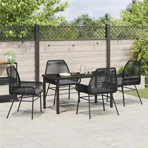 Grote foto vidaxl tuin eetset 5 pcs zwart poly rattan tuin en terras tuinmeubelen